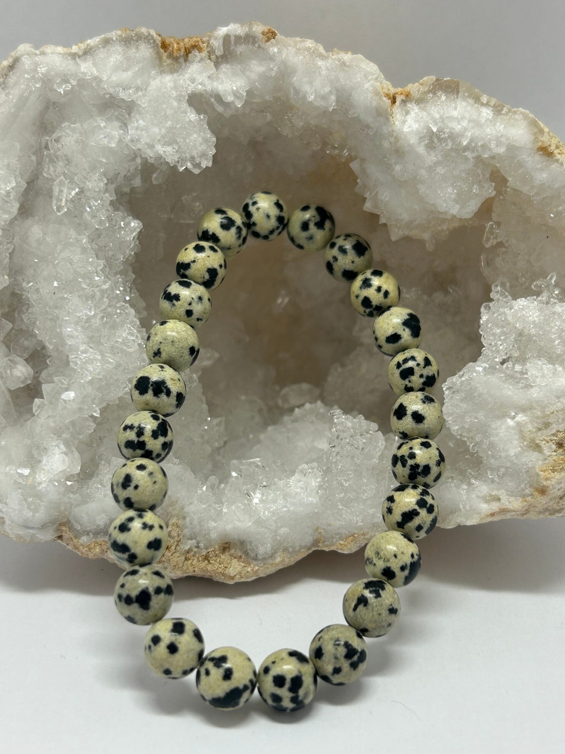 Bracelet perles Jaspe Dalmatien 08 mm