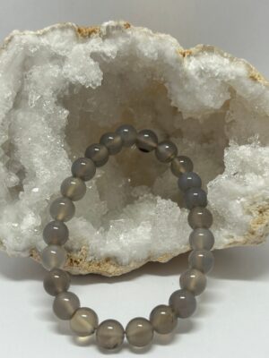 Bracelet perles Agate Grise 08 mm